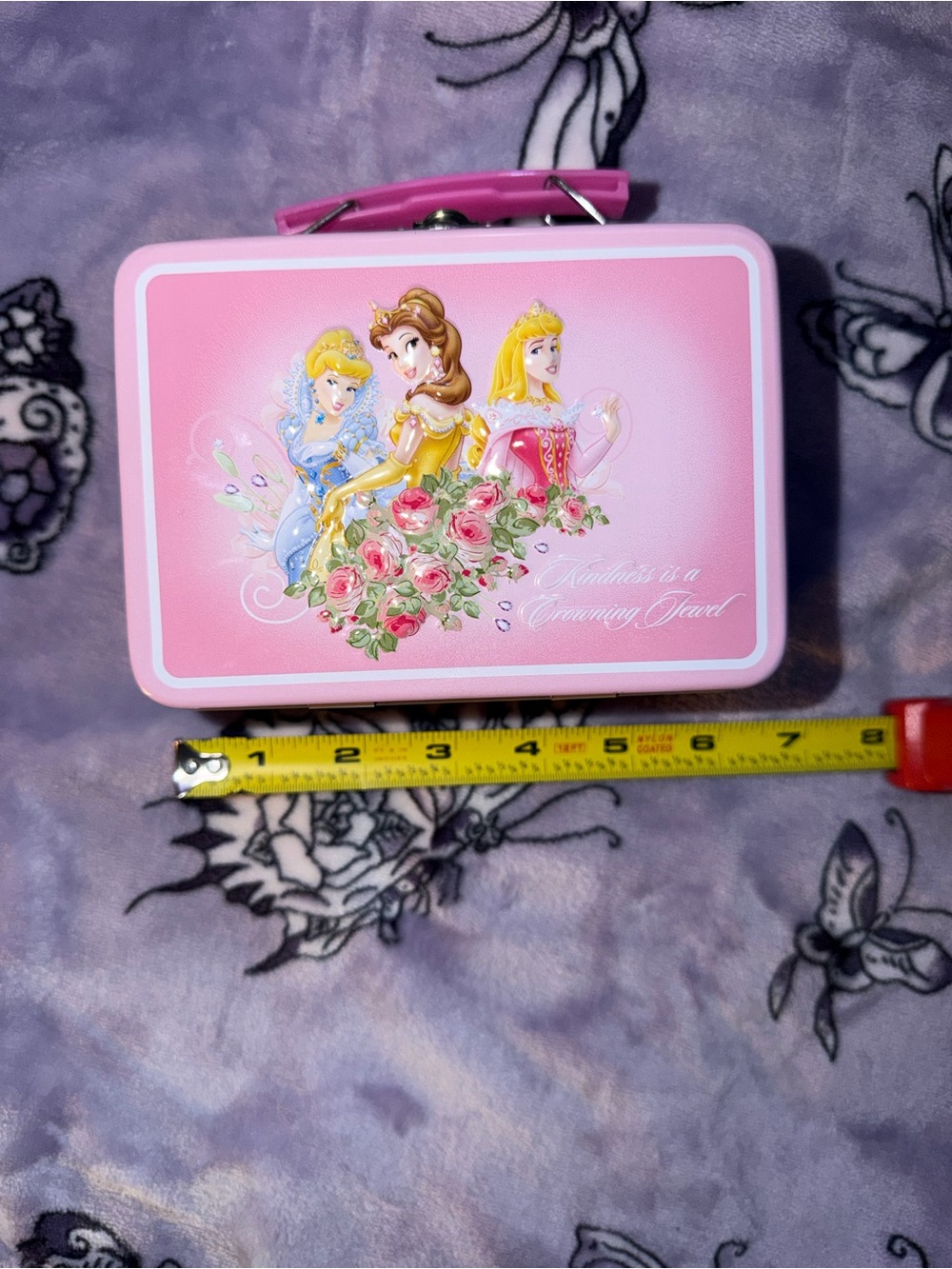 Y2K Disney Princess Pink Metal Lunch Box Retro Fairytale Tin